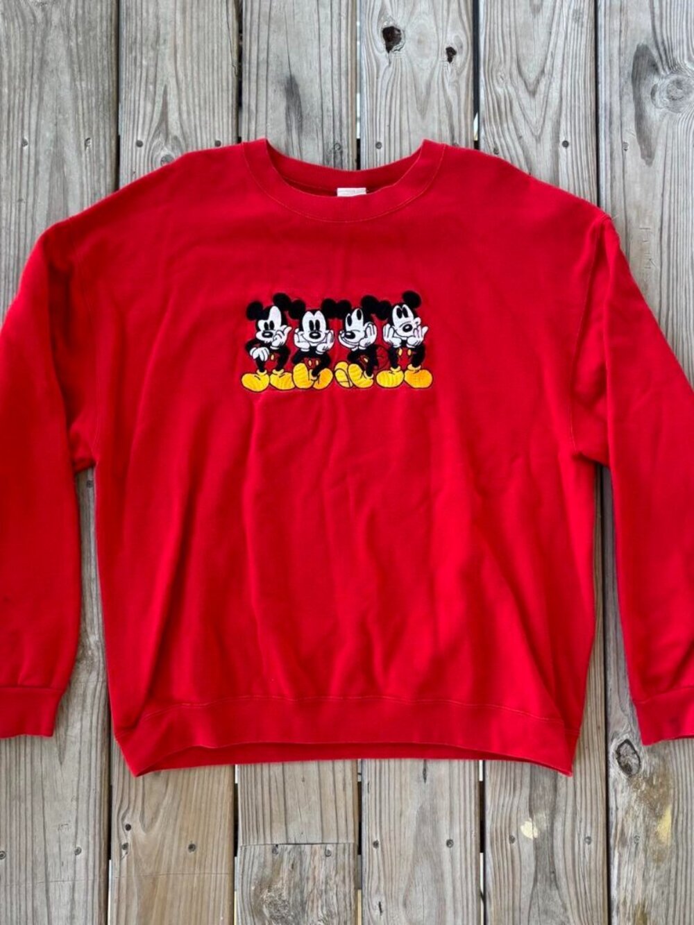 Vintage Disney Mickey Mouse Crewneck Red Sweatshirt XL